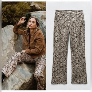 Zara Faux Leather Animal Print Pants size 2